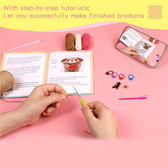 Hand Knitted Dog Doll Crochet Wool Set DIY Knitting Material Package
