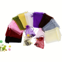 100pcs Transparent Organza Gift Bag Random Organza Favor Bag