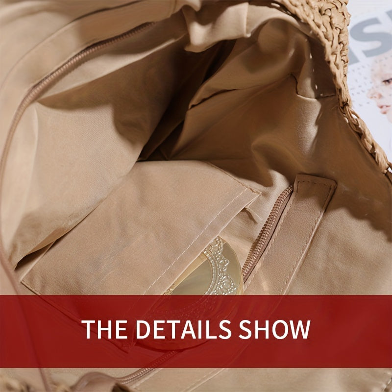 Straw Shoulder Bag Large Capacity Storage Tote Bag All Match Travel Bag