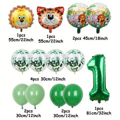 13pcs Jungle Wildlife Balloon Set for Boys' Birthday & Baby Showers