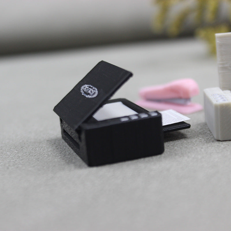 1:12 Dollhouse Office Props Set - Mini Stationery Supplies & Printer Model