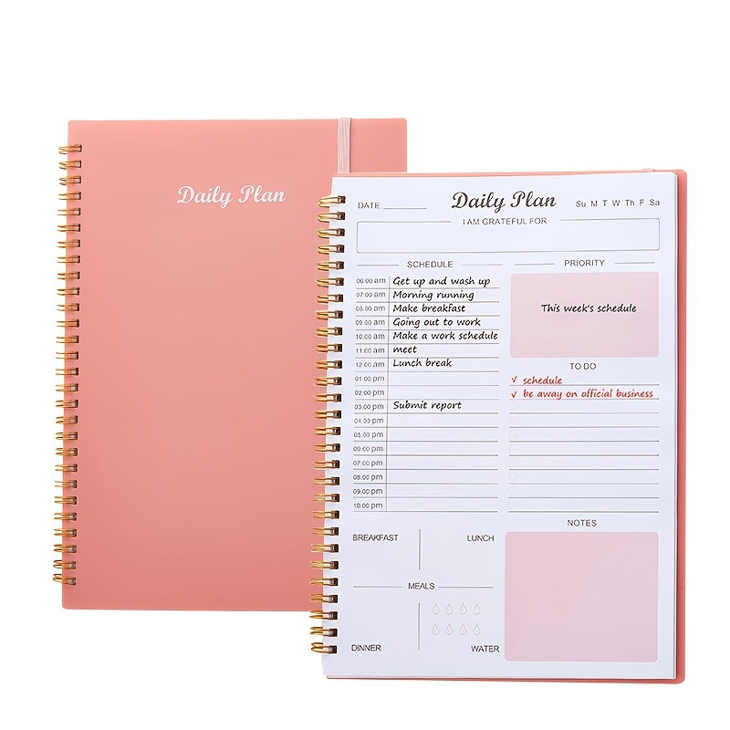 Undated Daily Planner Weekly Goals Notebook B5 Spiral Binding