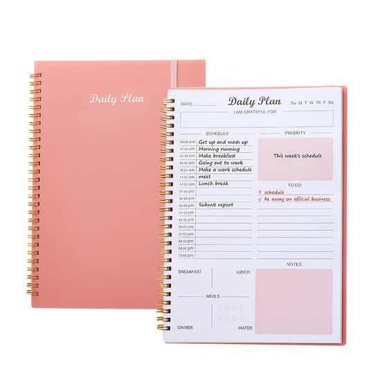 Undated Daily Planner Weekly Goals Notebook B5 Spiral Binding