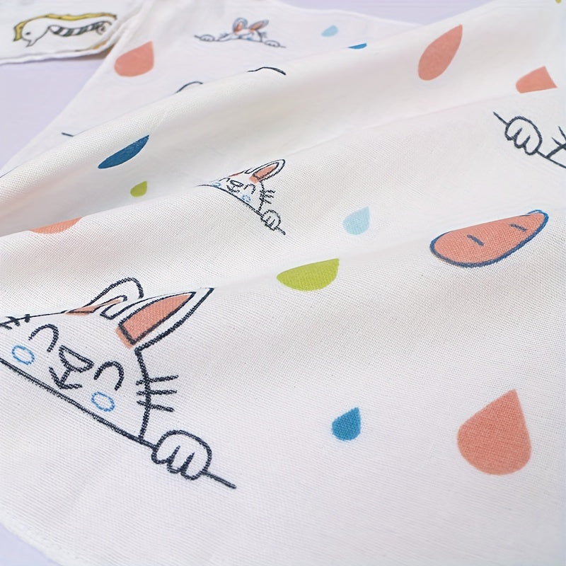 Random Double Layer Printed Fabric Yarn Handkerchief Washcloth Feeding Towel Bib