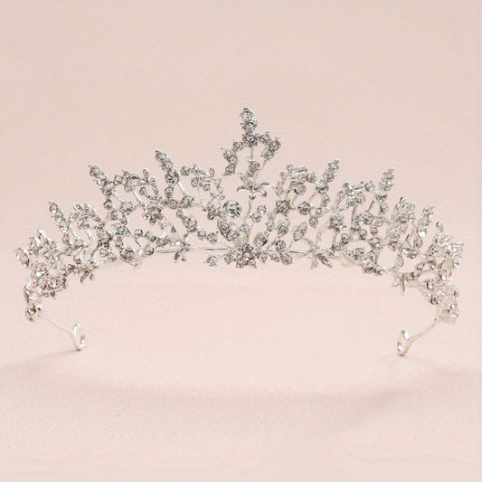 Baroque Style Crystal Tiara Wedding Headband for Bride