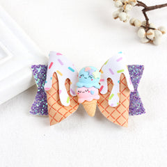 Ice Cream Glitter Hair Bowknot Clip for Girls