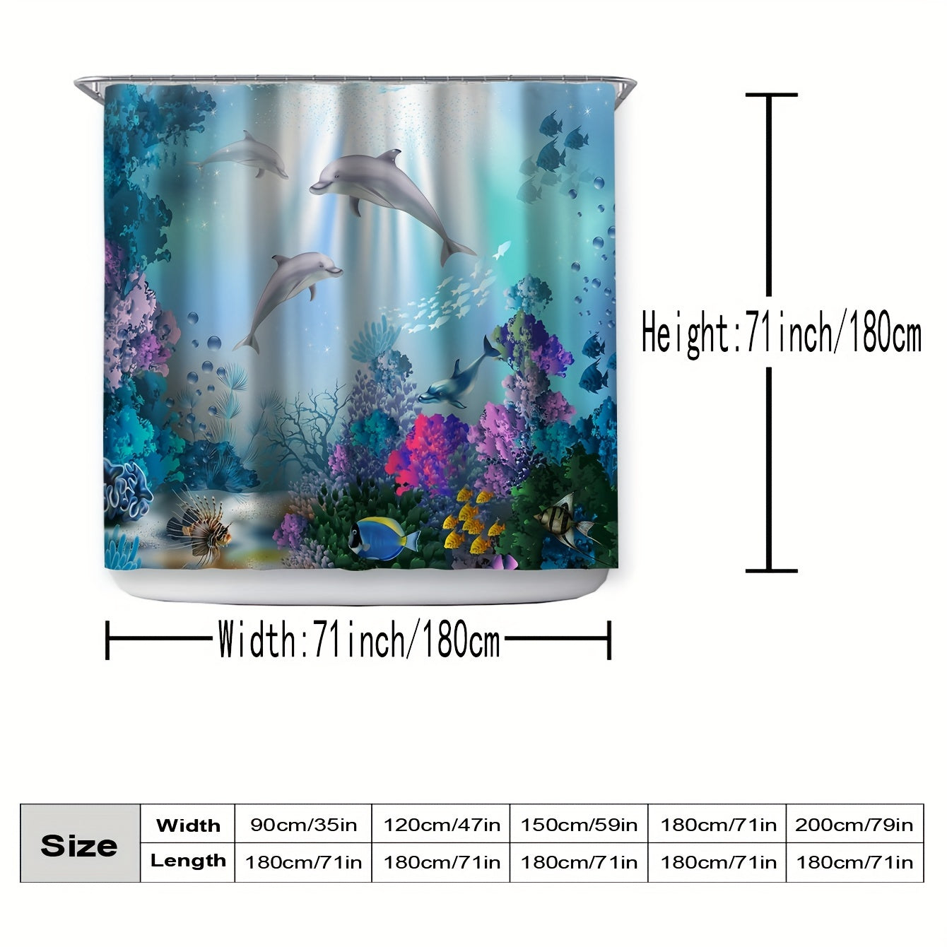 Undersea World Dolphin Shower Curtain Waterproof Fabric Bath Curtain