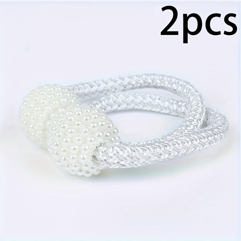 8pcs Magnetic Curtain Straps with Artificial Pearls for Home Decoration