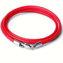 Men 3mm Wax Cord Choker Necklace Stainless Steel Clasp 16