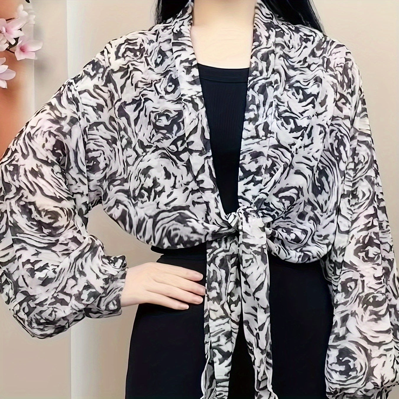 Flower Print Chiffon Shawl Sunproof Wrap UV Protection