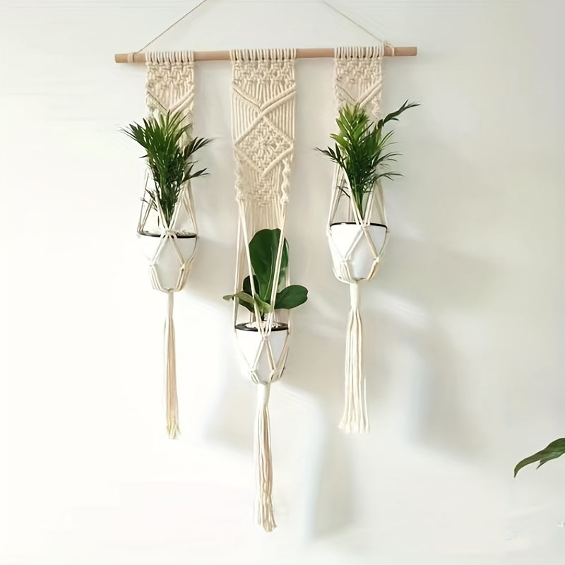 Macame Tassel Tapestry Flower Basket Plant Coat Hanger Wall Pendant