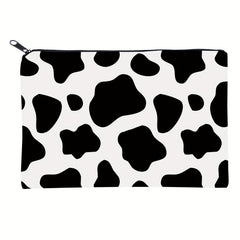 Cow Print Travel Makeup Bag for Women with Zipper