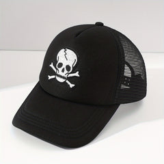 Men's Skull Print Mesh Baseball Cap