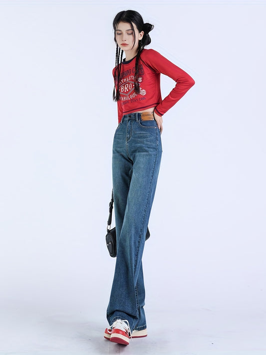 Casual High Waist Wide Leg Jeans