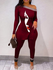 Off Shoulder Asymmetrical Pantsuits Two Piece Set
