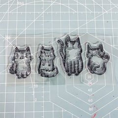 4 Cats Silicone Stamp Cartoon Animal Mouse Portrait Clear Scrapbooking Stamps