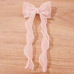 Organza Bow Hair Clip Pearl French Barrett Back Head