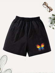 Girls' Butterfly Graphic Casual Shorts Outwear Elastic Waist Regular Fit