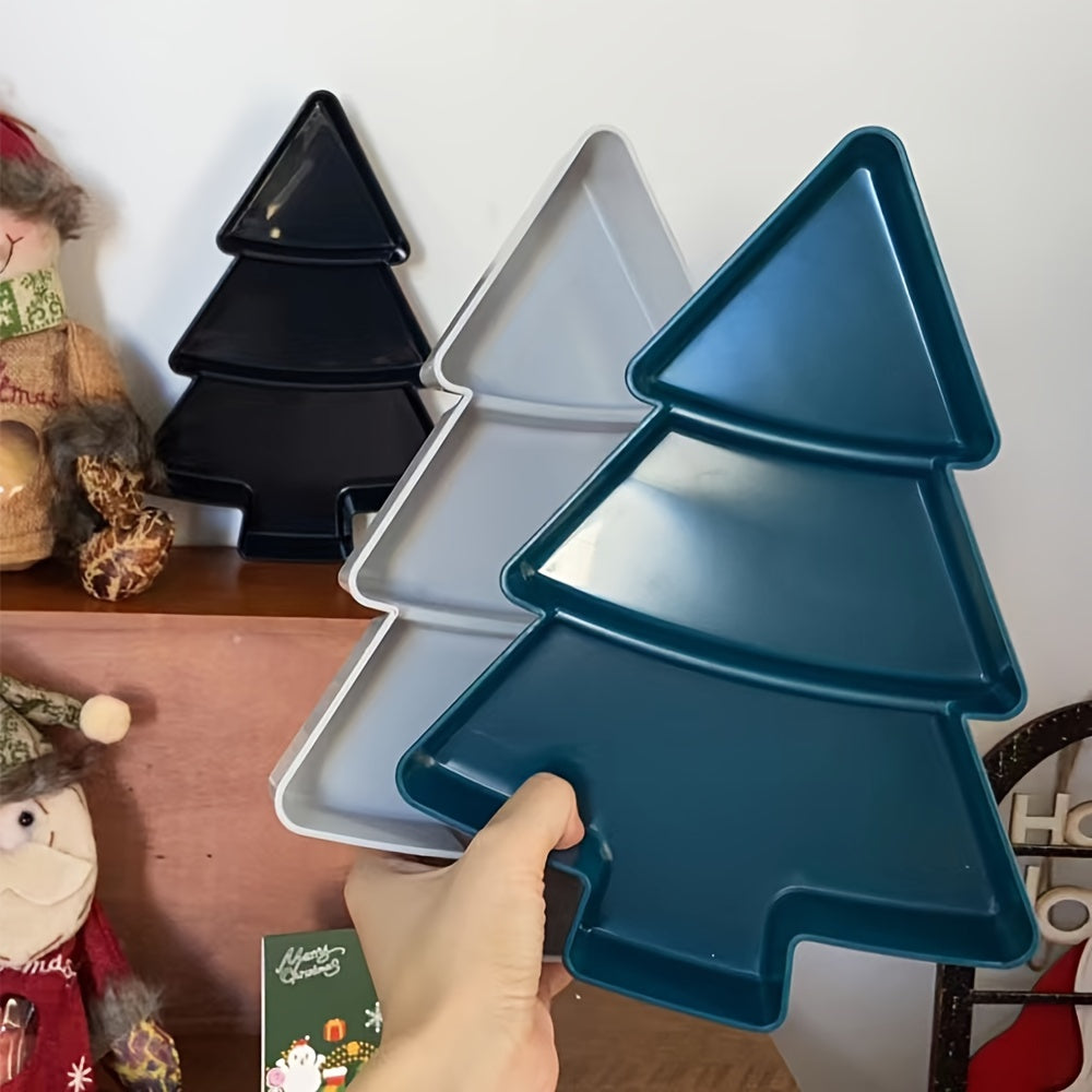2pcs Christmas Tree Fruit Plate Divided Storage Pallet Creative Snack Candy