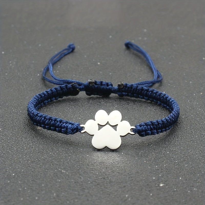 Adjustable Stainless Steel Dog Paw Bracelet for Men