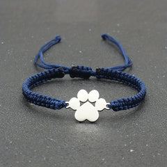 Adjustable Stainless Steel Dog Paw Bracelet for Men