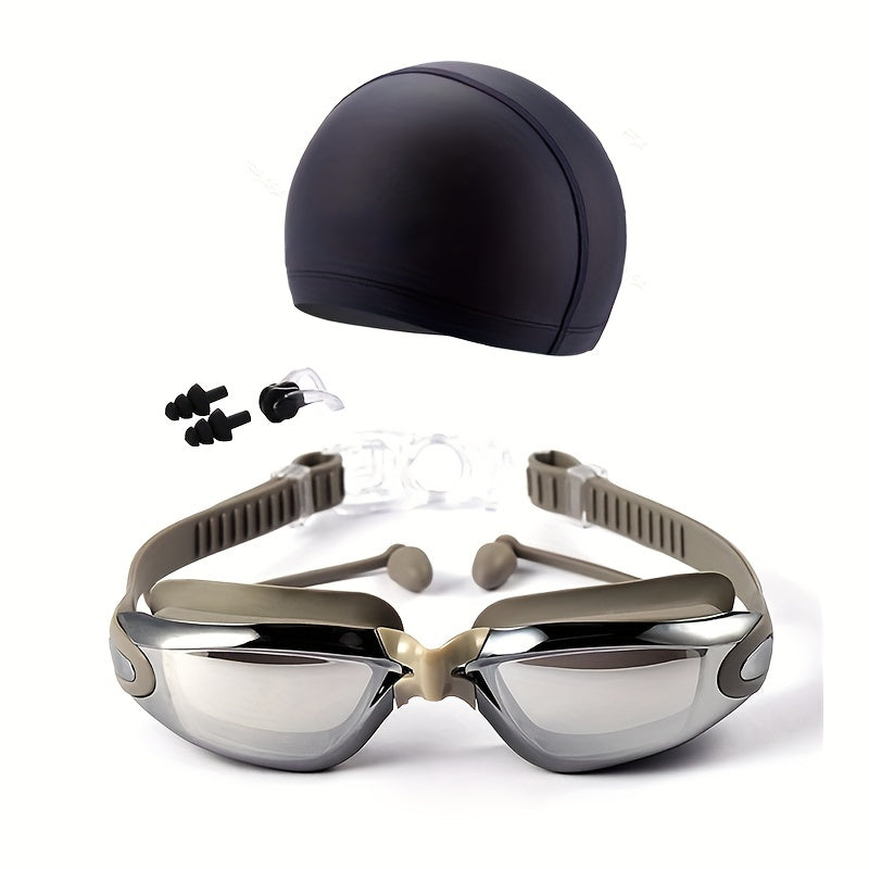 Swim Eyewear Glasses with Anti Fog PU Hat