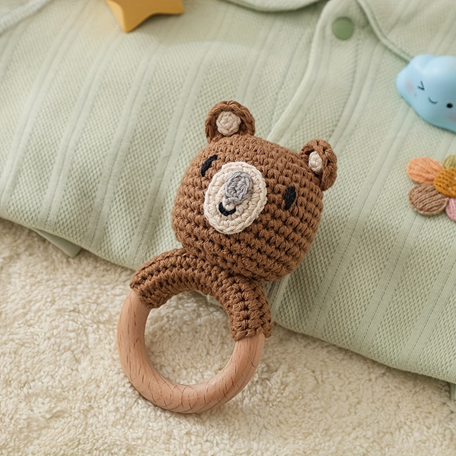 Brown Bear Baby Rattle Plush Stuffed Animal