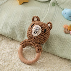 Brown Bear Baby Rattle Plush Stuffed Animal