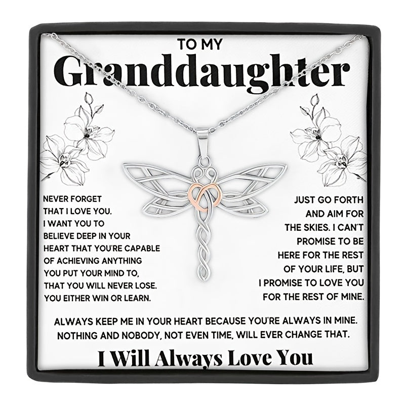 Dragonfly Necklace To My Granddaughter Gift Box Included
