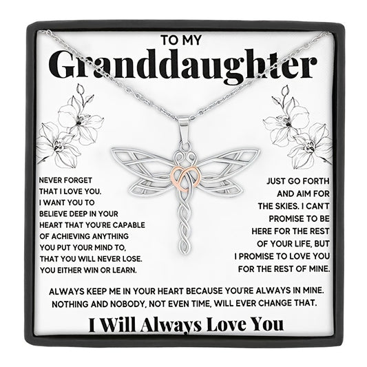 Dragonfly Necklace To My Granddaughter Gift Box Included