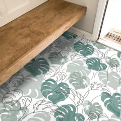 6pcs Watercolor Turtle Back Leaf Pattern Stair Stickers