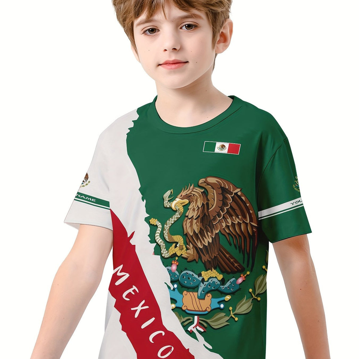 MEXICO Boys 3D Print Creative T-shirt Short Sleeve Top Summer Kids Clothes