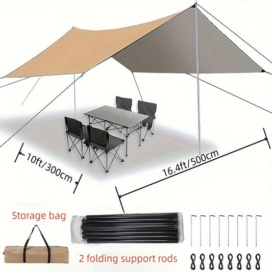 Waterproof Camping Tarp with Pole - Portable Survival Shelter