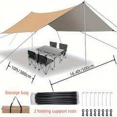Waterproof Camping Tarp with Pole - Portable Survival Shelter
