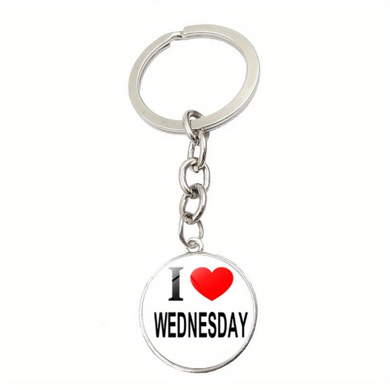 I Love Wednesday Keychain Gothic Key Ring Purse Bag Car Charm Friends Gift