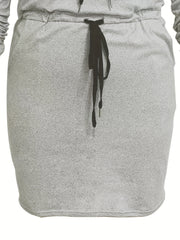  Long Sleeve Casual Dress with Drawstring Waist