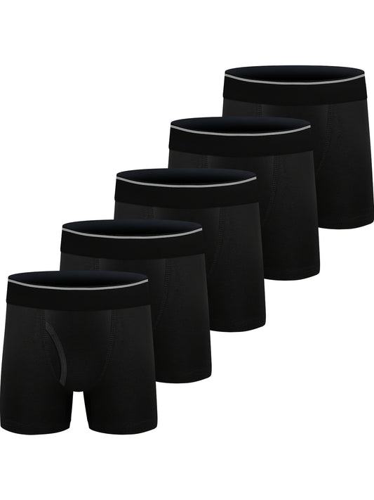5pcs Boys Boxer Briefs Soft Cotton Underwear Breathable Sport