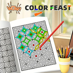 24 Page Adult Coloring Book Bold Geometric Patterns Smooth Cover Perfect Gift