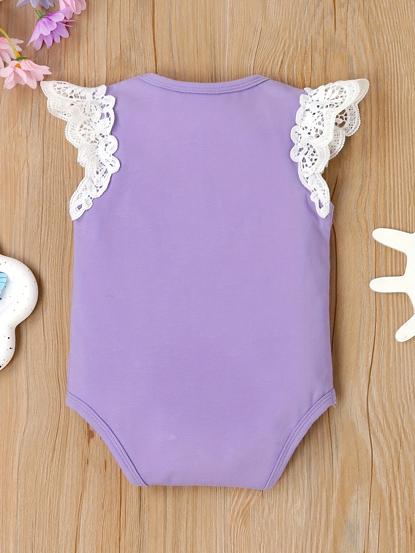 Baby Girl Ruffle Trim Flutter Sleeve Onesie Romper