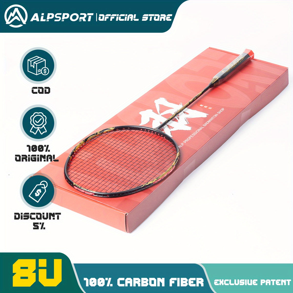 ALP Full Carbon Offensive 8U 62G 30LBS Badminton Racket