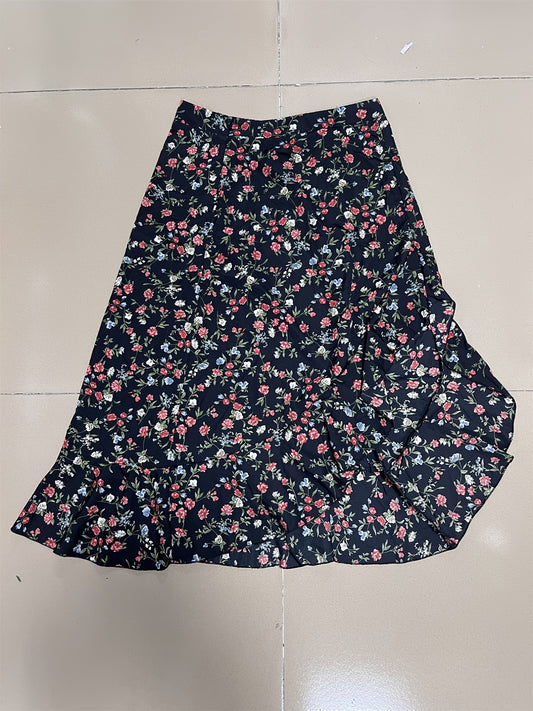 Floral Print High Waist Asymmetrical Skirt for Women