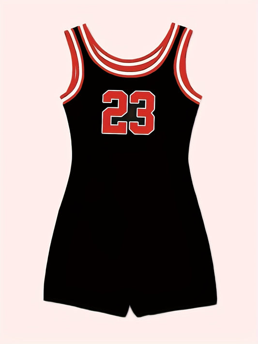 Sleeveless Contrast Trim Jumpsuit Casual Tank Romper