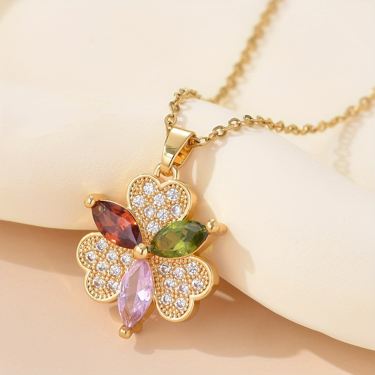 Heart Shape CZ Pendant Necklace, Party Jewelry