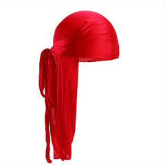 1pc Silky Durags Bandanas Turban Hat Pirate Cap With Long Tail Satin