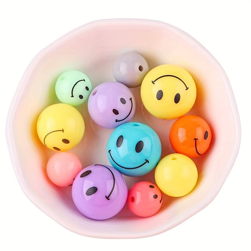 5pcs 16mm Acrylic Round Happy Face Beads Necklace Diy Children's Beaded