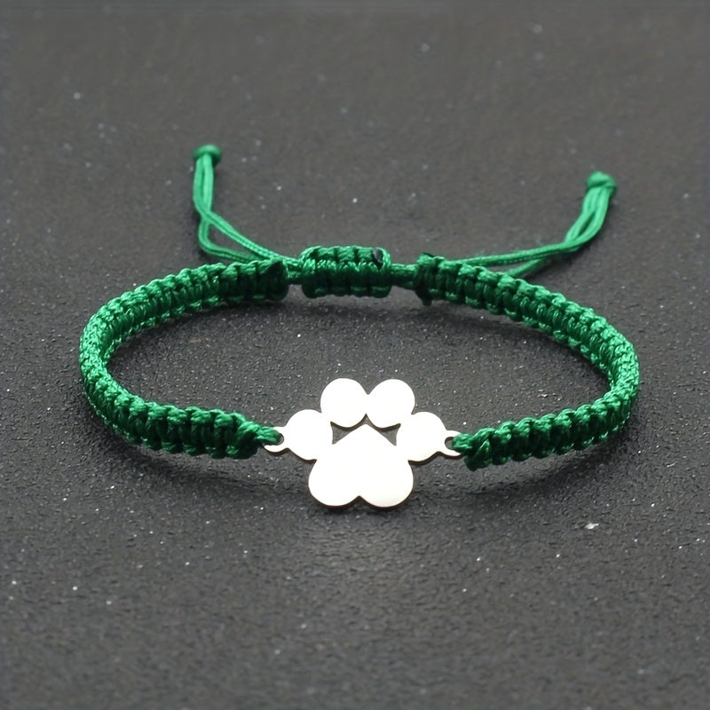 Adjustable Stainless Steel Dog Paw Bracelet for Men