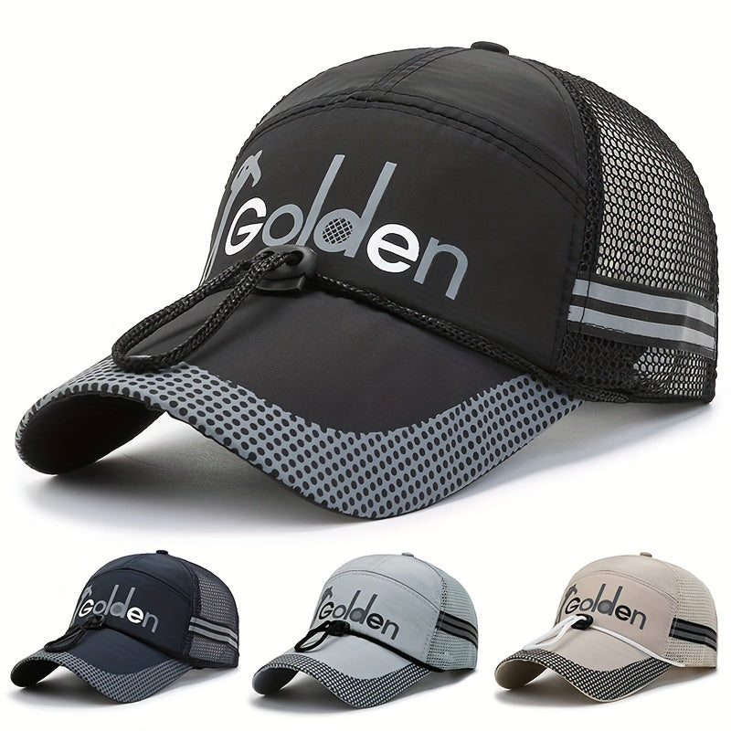 Men's Fishing Hat Mesh Sun Cap Breathable Outdoor Summer Peaked Gauze