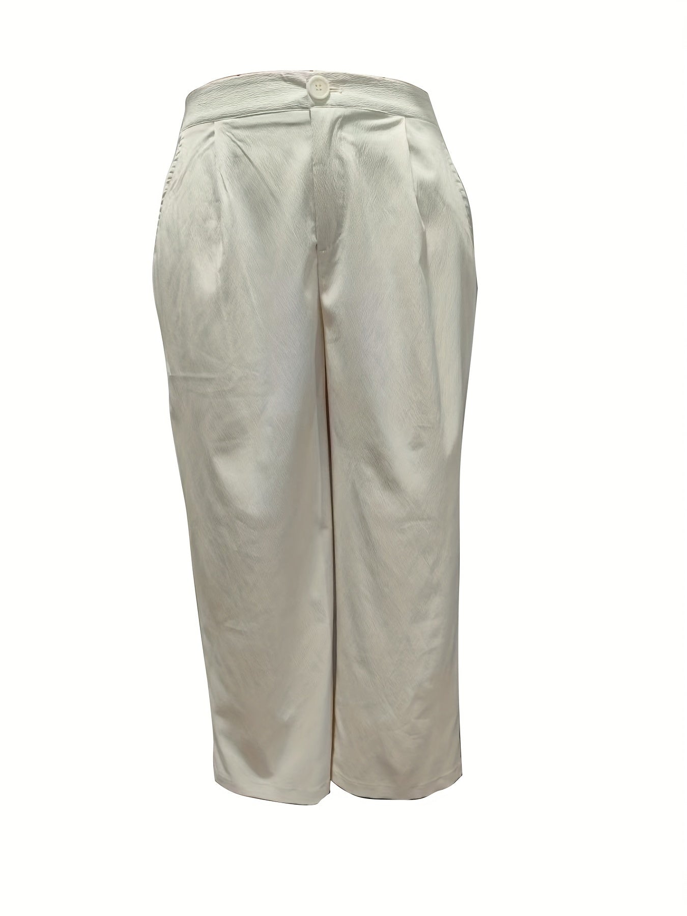  Solid Button Up Straight Leg Pants