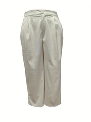  Solid Button Up Straight Leg Pants