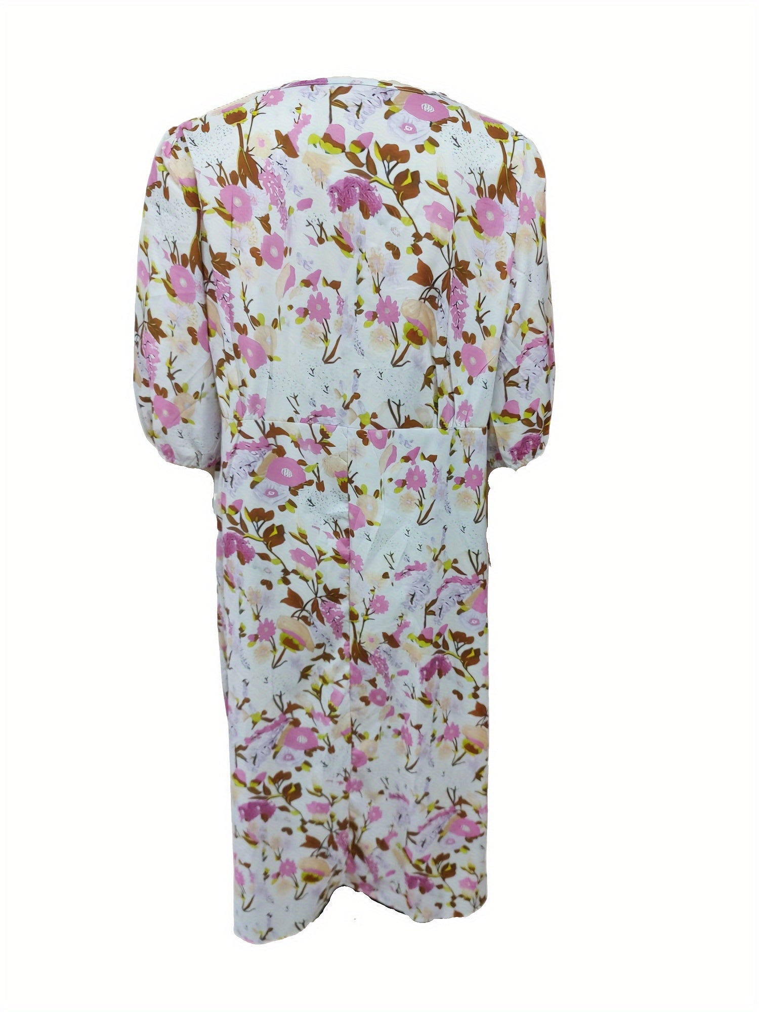 Floral Print Lantern Sleeve Maxi Dress